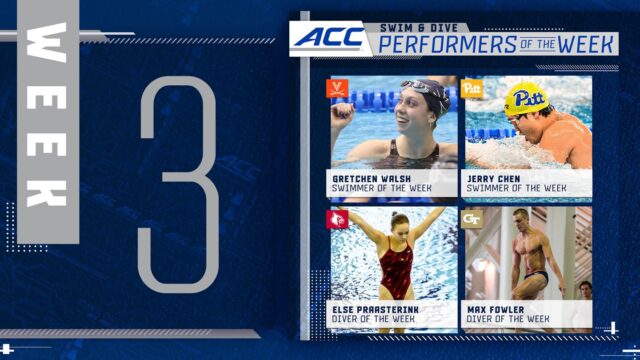 Gretchen Walsh, Jerry Chen Headline ACC Swim & Dive Weekly Awards