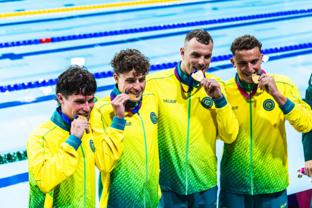 Watch: Australian Men 400 Free Relay Commonwealth Games Record (Day 1 Race Videos) Watch: Australian Men 400 Free Relay Commonwealth Games Record (Day 1 Race Videos)