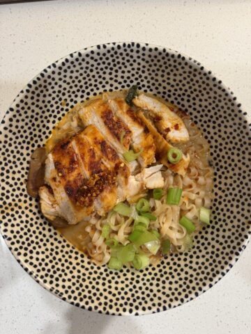 The Hungry Swimmer: Spicy Miso Ramen with Gochujang Chicken